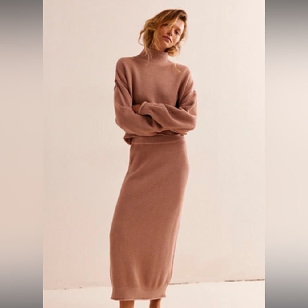 Free People Dusty Rose Midi Skirt
